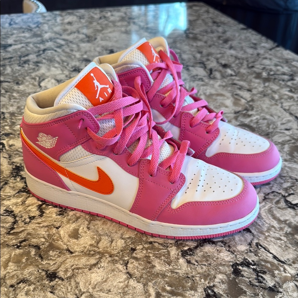 Nike Kids' Air Jordan Mid Pink and Orange